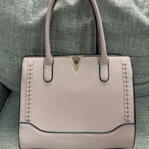 Elegant Blush Satchel with Gold Detail